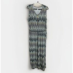 Tacera‎ Women's Jumpsuit Plus Size 2X Multicolor Retro Front Zip Sleeveless